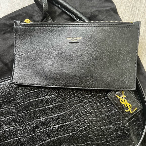 YSL Tag hobo bag black leather crocodile embossed - Picture 5 of 11